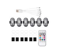 6 Luci Stroboscopiche A LED Wireless per Droni, Elicotteri, Moto, Telecomando, Luci di Segnalazione e Indicatori Luminosi, Ricarica USB