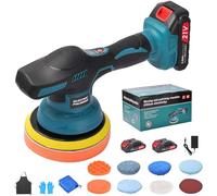 6” Lucidatrice Auto a Batteria 990W, Lucidatrice Rotorbitale con 2 Batterie 2000mAh,2800-5500 RPM, 8 Velocità Regolabili, Kit Lucidatura Auto Completo per Lucidatura e Ceratura