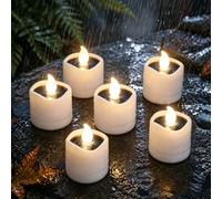 6 lumini solari, candele a LED tremolanti, candele solari senza fiamma | Candele a LED per esterni, impermeabili, a energia solare, per lanterna da giardino e terrazza, luce bianca calda