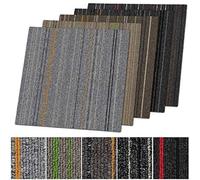 6 m² piastrelle autoadesive Varsavia per ufficio e commerciale, piastrelle a righe da 50 x 50 cm, moquette resistente, piastrelle con retro in vinile antiscivolo (antracite/giallo antracite/24 pezzi)