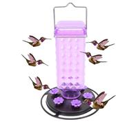 6 Mangiatoia per colibrì a forma di fiore, Bottiglia a bocca larga a prova perdite All'aperto Stazione alimentazione per colibrì appesa Vassoio per mangiatoia per uccelli cortile (Viola)