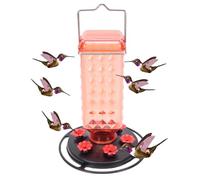 6 Mangiatoia per colibrì a forma di fiore, Bottiglia a bocca larga a prova perdite All'aperto Stazione alimentazione per colibrì appesa Vassoio per mangiatoia per uccelli cortile (Rossa)