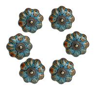 6 maniglie per porte a forma di zucca, dipinte di blu, maniglie decorative in ceramica smaltata, per armadi, bagni, armadi, cassetti (blu)