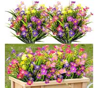 6 Mazzi di Fiori Artificiali Colorati Per Interni Decorazione Floreale in Plastica Resistente Alle Intemperie per Esterni Bouquet Resistente ai Raggi UV Adatto per Decorazioni di Matrimoni Giardini