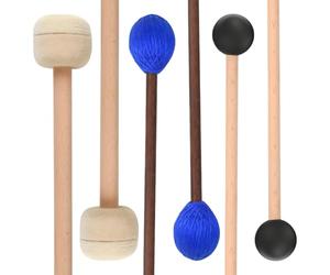 6 mazzuole per xilofono, marimba e timpani, con manici in legno, teste in gomma e lana
