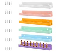6 mensole sospese da parete, 38 cm, in acrilico, per album di record e display, scaffali galleggianti in acrilico trasparente per decorazione da parete, per foto e foto, per bambini, libreria