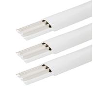 6 metri Canalina calpestabile a pavimento, 3 barre 2mt, larghezza 75mm, altezza 17mm, 3 scomparti, bianco, tecnopolimero ad alta resistenza, fori per tasselli o fissaggio con adesivi - Made in Italy