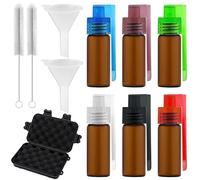 6 mini bottiglie in vetro per spezie da 67 mm, con imbuto, sale e pepe, con bastoncini per la pulizia e scatola portaoggetti, perfette per l'uso in cucina e