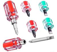 6 mini cacciaviti con testa piatta intercambiabile 2 in 1 e manico a croce progettati per montaggio e riparazioni di precisione