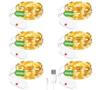 6 mini catena luminosa ricaricabile, 8 modalità con timing, 3 m, 30 LED, durata della batteria 60 ore, modalità timer può durare fino a circa 8 giorni, vano batteria rimovibile, per Natale, matrimonio