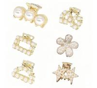 6 mini fermagli per capelli con perle, in metallo dorato, forcine per capelli, accessori alla moda per donne e ragazze