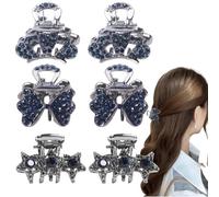 6 mini fermagli per capelli in metallo, con strass, antiscivolo, accessori per capelli francesi, per donne e ragazze