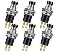 6 mini interruttori a pressione e pulsante ON/OFF, autobloccanti, 2 pin, design rotondo per auto e progetti fai da te, AC 250 V/1,5 A, 125 V/3 A, colore nero
