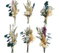 6 mini mazzi di fiori secchi, fatti a mano, piccole composizioni floreali per decorazioni rustiche per la casa, decorazioni per matrimoni, artigianato