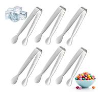6 mini pinze piccole e piccole, in acciaio inox da 10,7 cm, per servire cibo, pinze da cucina resistenti in metallo per ghiaccio, insalata, tostapane, dessert, antipasti e salumi (confezione da 6,
