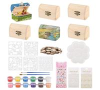 6 mini scrigno del tesoro per bambini, in legno, per il compleanno dei bambini, fai da te, in legno con coperchio, per dipingere, fai da te, feste di compleanno (9 x 5,3 x 6 cm)