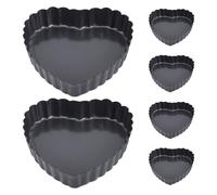 6 mini teglie antiaderenti per crostate a forma di cuore con fondo rimovibile