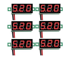 6 mini voltmetro digitale da 0,28 pollici, campo di misurazione DC 2,4 V-30 V, tester di tensione a due fili, protezione da inversione di polarità e misurazione precisa della pressione, rosso (6 pezzi