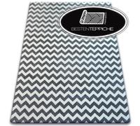 6 Misure Moderno Soffice Tappeto Schizzo F561 Bianco Grigio Zick Zack Gallone