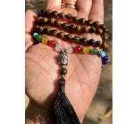 6 mm Rnd 108 + 1 perline occhio di tigre originale + 7 chakra Jaap rosario, J...