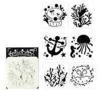 6 modelli a tema creatura marina 12,7 x 12,7 cm stencil per disegni per bambini per la creazione di biglietti in legno segno torta pittura decorazione murale modelli artigianali per bambini
