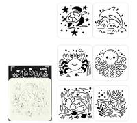 6 modelli di pittura con animali marini stencil per disegni per bambini per cartelli in legno scrapbooking diario album fotografico modelli di arte da parete