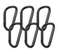 6 moschettoni a vite, 8 cm, moschettone, colore nero, clip a D, per attività all'aperto, campeggio, casa, escursioni, colore nero