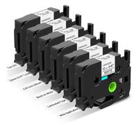 6 nastri compatibili con Brother P-touch 12 mm TZe-231 Tz tape 12 mm 0.47 White TZe231 AZe231 P touch Bianco Nastro laminato per Brother Ptouch H100LB H105 1010 H107 1000 1005, nero su bianco