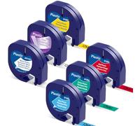 6 Nastri Plastici Colorati Sostitutivi 12mm Adatti a Dymo LetraTag
