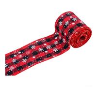 6 nastri scozzesi natalizi larghi 4 cm con design a fiocco di neve, lungo 5 metri per fai da te, confezioni regalo e decorazioni natalizie (C)