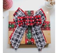 6 nastri scozzesi natalizi larghi 4 cm con design a fiocco di neve, lungo 5 metri per fai da te, confezioni regalo e decorazioni natalizie (B)