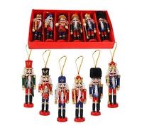 6 Natale in legno Schiaccianoci,13 cm soldato Schiaccianoci burattino,Figurine di legno del Re Schiaccianoci Ornamenti per la Decorazioni tradizionale dell'albero di Natalizi,Decorazione per feste