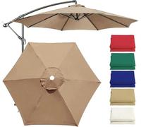 6 Nervature/8 Nervature Baldacchino Coperchio Superiore Ombrello Panno di Ricambio, Mercato Tavolo Ombrello Top Panno di Ricambio, Patio Cantilever/Appendere Omb, Khaki, 2.7m/8.8ft 6Rib