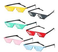 6 occhiali da sole pixel, pixel, occhiali a mosaico unisex, occhiali Thug Life multicolore PC, divertenti giocattoli a mosaico, occhiali fotografici, accessori di scena per feste e decorazioni (sei