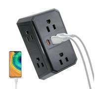 6-Outlet Wall Charger - Multiple Plug Extender con porte USB | Portable Power Strip, Surge Protection Adapter, Travel Socket with Phone Tablet Charging for Business Trip Dorm Office Hotel