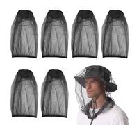 6 pacchetti Mosquito Head Met, Mosquito Net Mesh Face Neck Fly Netting Hood, Mosquito Head Face Face Mesh Mesh Testa di protezione della rete di protezione per campeggio da campeggio esterno per