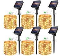 [ 6 Pacchi ] Catena Luminosa Esterno Solare, 80LED Luci Solari da Giardino, 8 Modalità Impermeabile Luci Solari Esterno Filo per Patio Cortile Festa(Bianco Caldo)