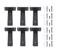 6 Pack 6 Inch Shelf Bracket, Heavy Duty Iron Wall Mounted Shelf Support, Black Matte Coating, Floating Brackets for Home Storage Organization