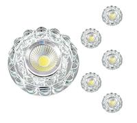 6 Pack Crystal LED Downlight 5W Round Recessed Ceiling Light Baffle Trim LED Decorative Colorful Spotlight Eyeball Retrofit Spotlight Panel LightA-Colorful,B-White Light