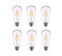 6-Pack E27 Vintage ST64 LED Bulb 12V 24V 36V No-Dimmable 6W Filament Edison LED 2700K Yellow Warm White Color AC/DC12-36V