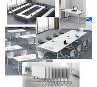 6 PACK Folding Conference Table with Lockable Wheels-Mobile Conference Room Tables Foldable Meeting Desk for Office Home Classroom Seminar Rooms-Durable,Seats 2-10 People(70.8in)