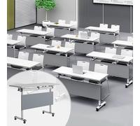 6 PACK Folding Conference Table with Lockable Wheels-Mobile Conference Room Tables Foldable Meeting Desk for Office Home Classroom Seminar Rooms-Durable,Seats 2-10 People(63in)