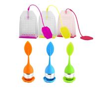 6 Pack Infusore di tè in silicone, Accfore riutilizzabile sicuro Loose Leaf bustine di tè filtro maniglia in acciaio inox colino vassoio di gocciolamento