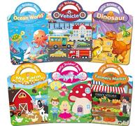 6 Pack Jelly Sticker Books 1-3 3-5, Sticker Book per Bambini Reutilizzabili, Libri con Adesivi Carini per Bambini da 2-4 Anni, Libro Attività con Adesivi per Ragazze e Ragazzi