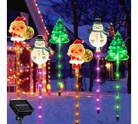 6-Pack of Moving Christmas Lights, Solar Decorative Outdoor LED Stakes, Outdoor IP65 Waterproof Solar Power Moving Christmas Tree & Reindeer Decorations for Yard Garden Courtyard and Path (B)