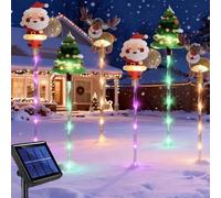 6-Pack of Moving Christmas Lights, Solar Decorative Outdoor LED Stakes, Outdoor IP65 Waterproof Solar Power Moving Christmas Tree & Reindeer Decorations for Yard Garden Courtyard and Path (A)