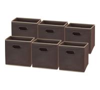 6 Pack - SimpleHouseware Foldable cube Storage Bin with Handle, Brown
