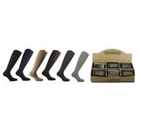( 6 PAIA ) Bauletto regalo "Cortina" con 6 paia calze uomo lunghe, tinta unita, calde e morbide, in pregiatissimo filato LANA-CASHMERE - 100% Made in Italy -