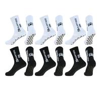 6 Paia Calze Palestra Calzetti Antiscivolo Calcio Set, Calze Sportive Traspiranti, Calzini da Calcio Antiscivolo, Calze Grip per Uomo Donna Calcio Basket Trekking Ciclismo Yoga (Bianco e Nero)