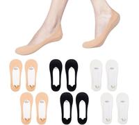 6 paia di calzini da donna ballerina, traspiranti, calzini da sneaker, invisibili, calzini antiscivolo con cuscinetto in silicone, 34-39 iarde